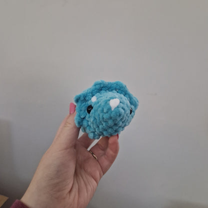 Blue triceratops crochet plushie