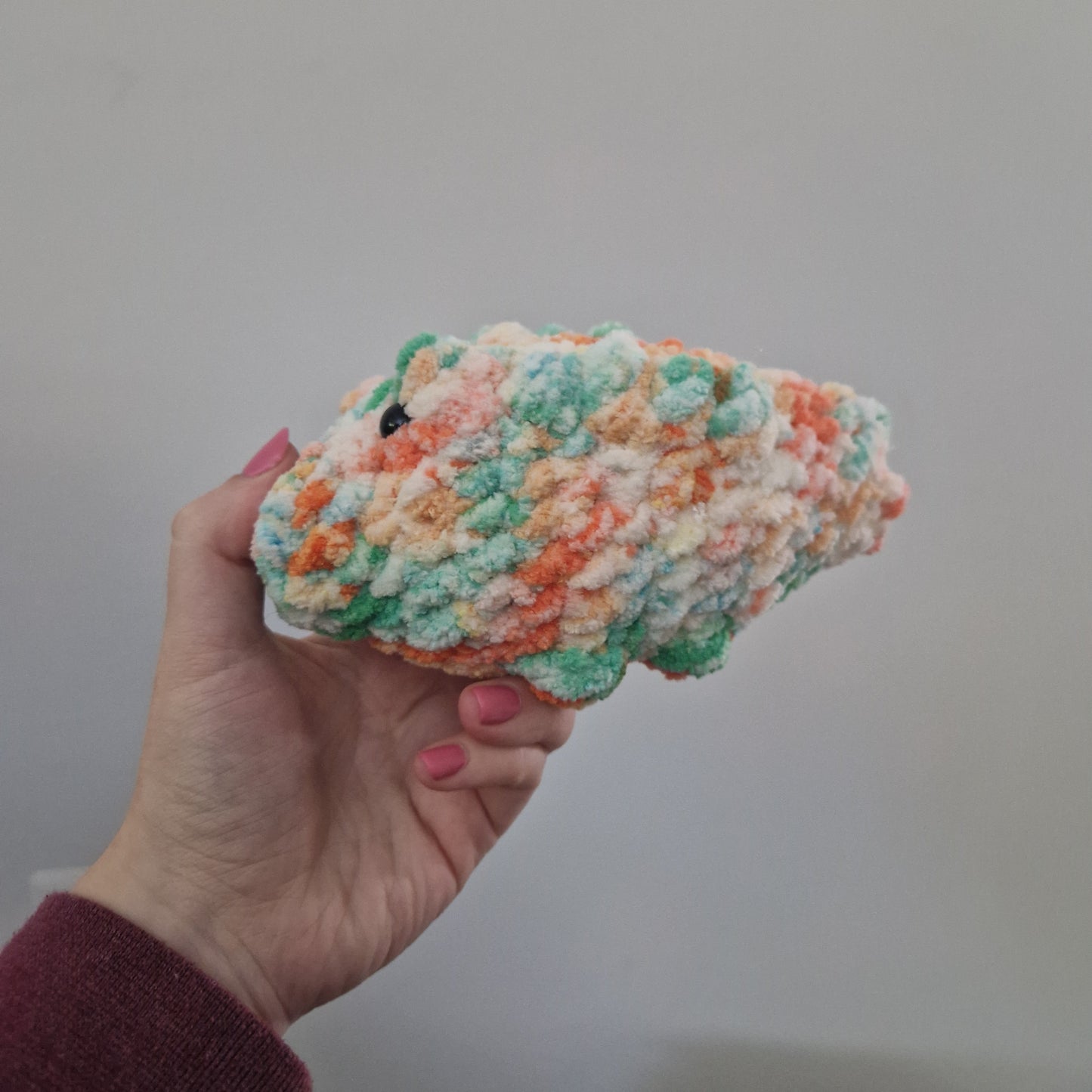 Orange and green alligator / crocodile crochet plushie