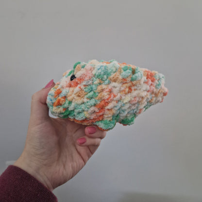 Orange and green alligator / crocodile crochet plushie