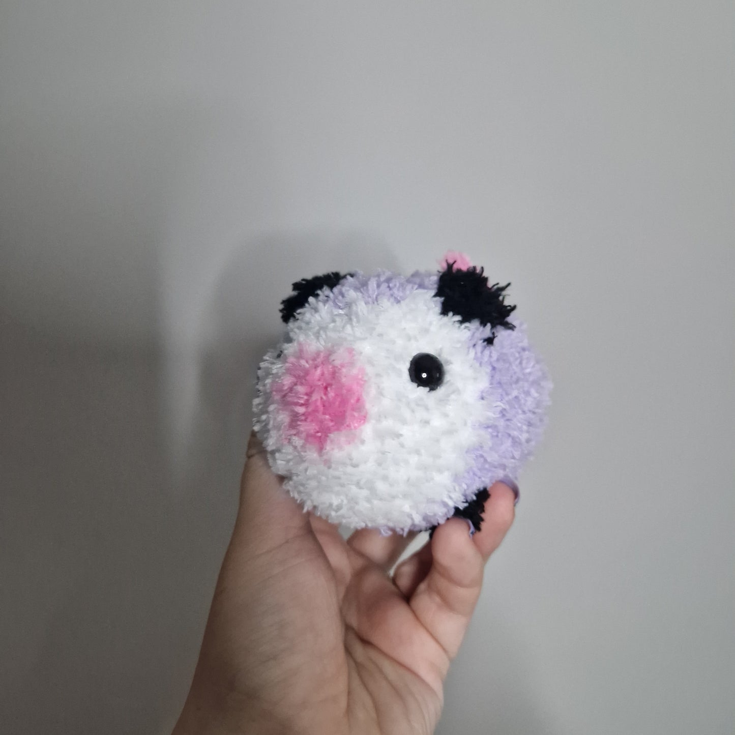 Lilac opossum fluffy small crochet plushie