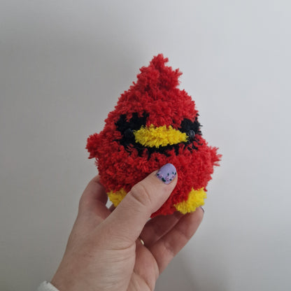 Red cardinal fluffy small crochet plushie