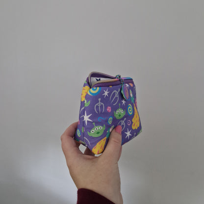Alien mini triangle shaped pouch cosmetic bag with zipper pull