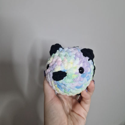 Pastel rainbow panda bear small crochet plushie
