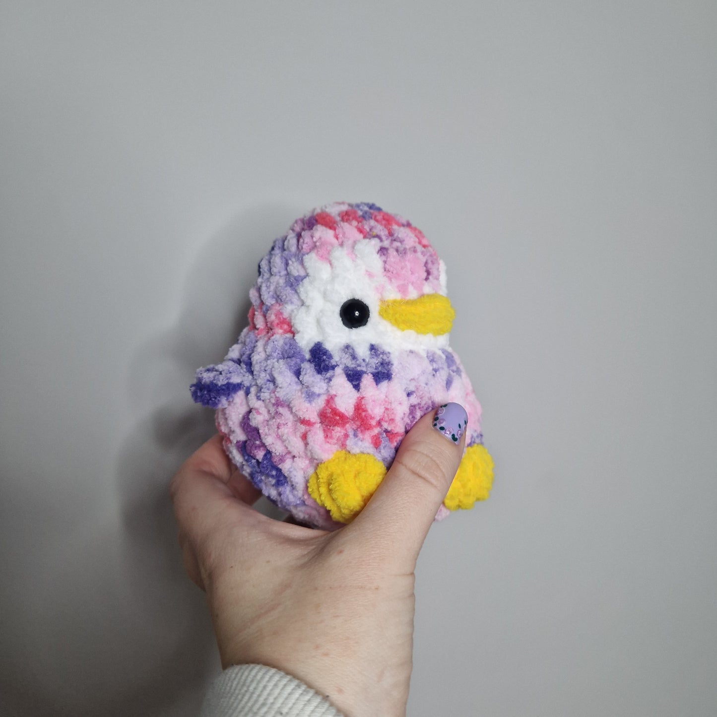 Pink variegated penguin small crochet plushie
