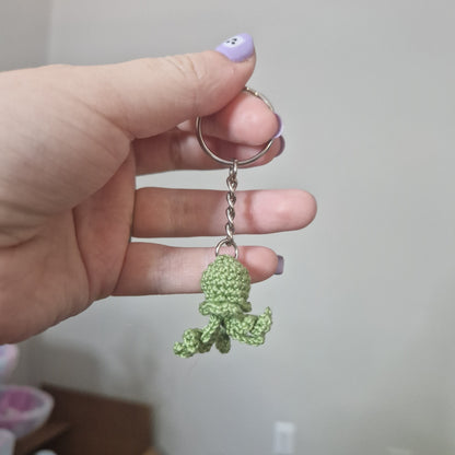 Green Jellyfish lace yarn micro crochet keyring