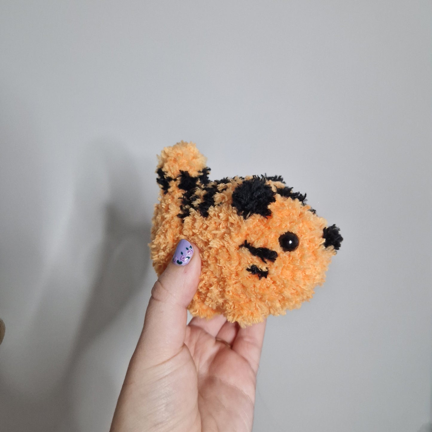 Orange tiger fluffy small crochet plushie