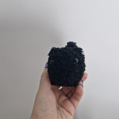 Black cat fluffy small crochet plushie