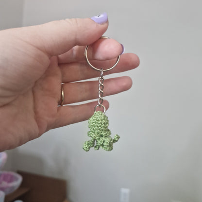 Green Jellyfish lace yarn micro crochet keyring