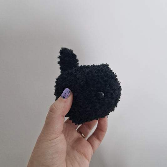 Black cat fluffy small crochet plushie
