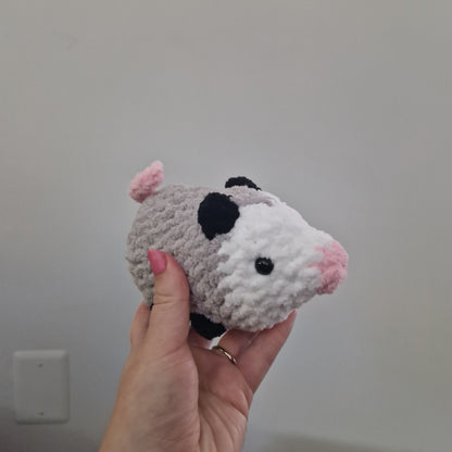 Grey opossum crochet plushie