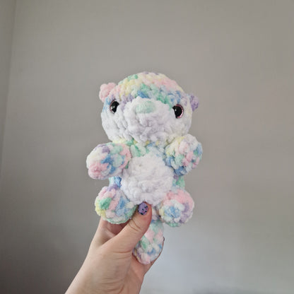 Pastel rainbow otter crochet plushie