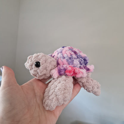 Pink variegated sea turtle small crochet plushie