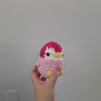 Pink penguin crochet plushie