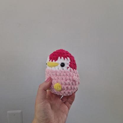 Pink penguin crochet plushie
