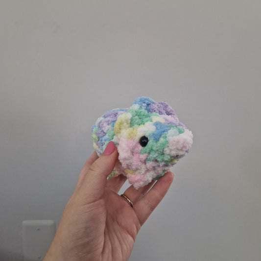 Pastel rainbow triceratops crochet plushie