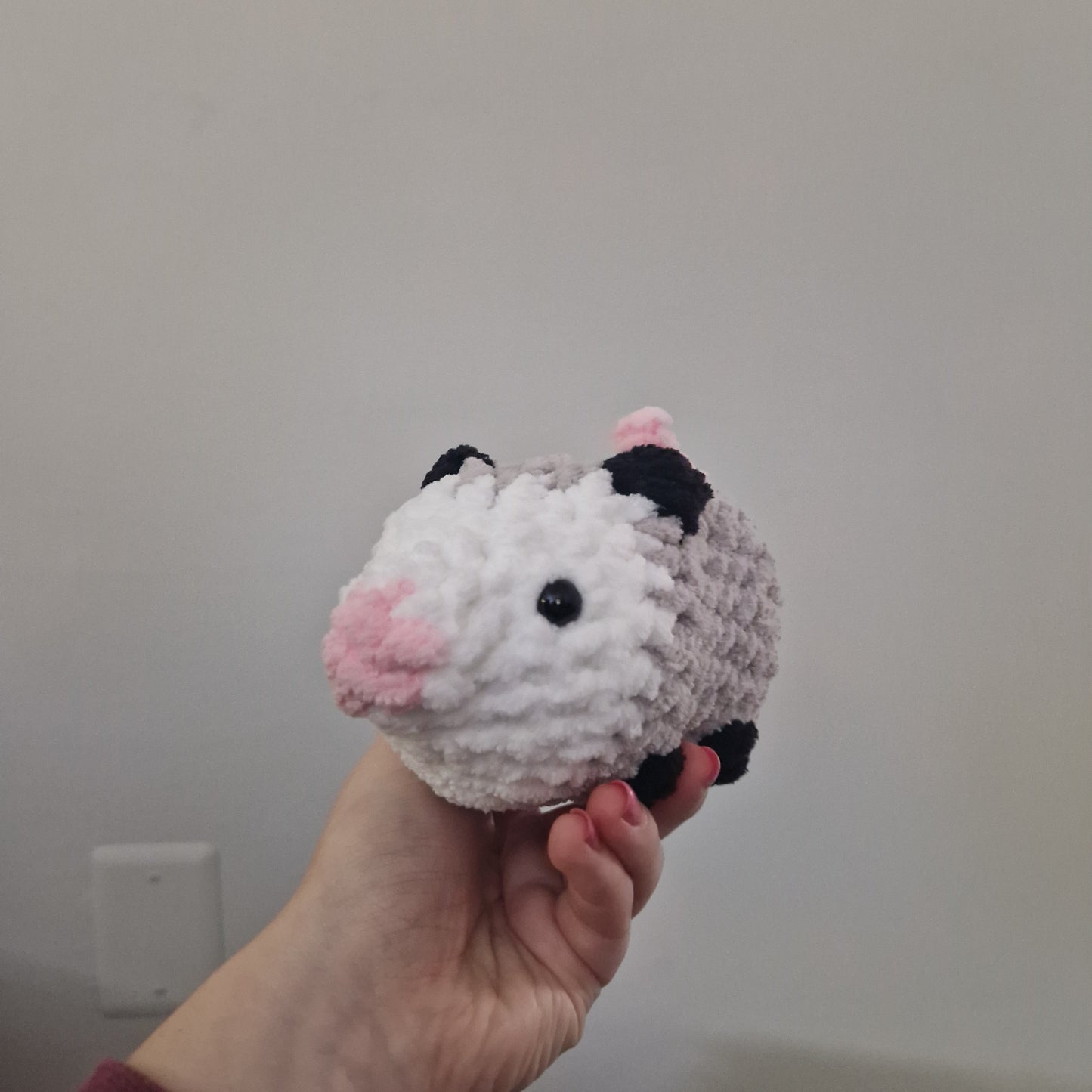 Grey opossum crochet plushie