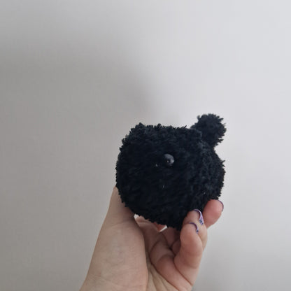 Black cat fluffy small crochet plushie