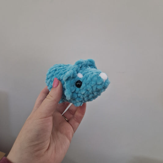 Blue triceratops crochet plushie
