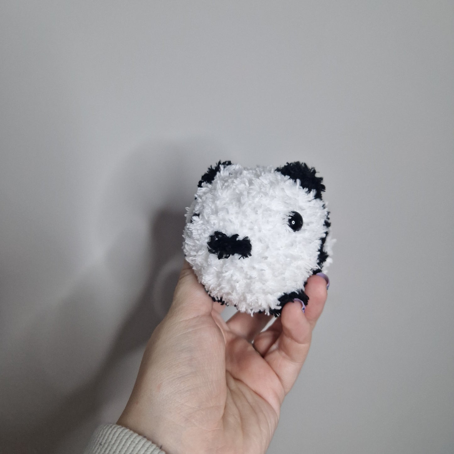 White panda fluffy small crochet plushie