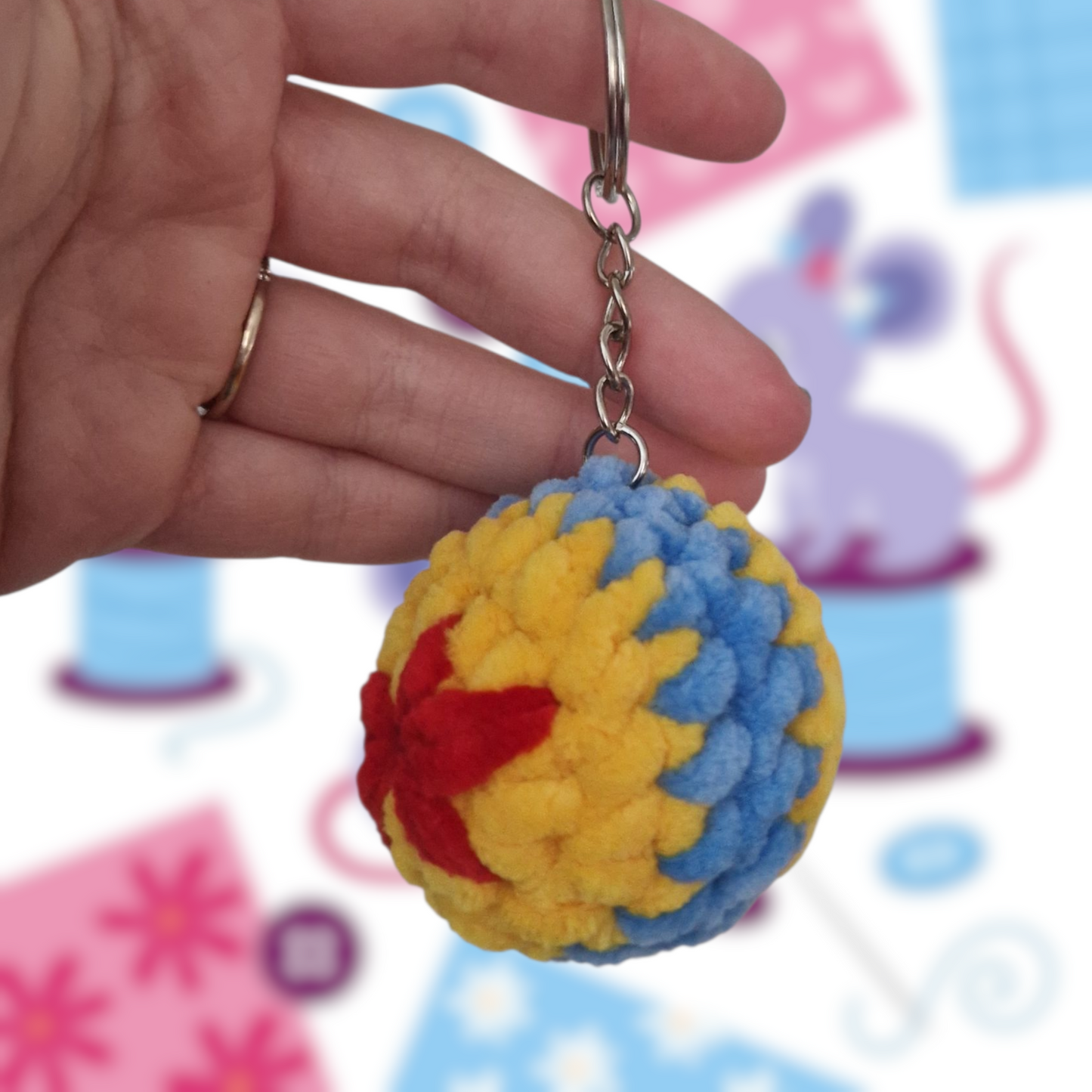Star Ball crochet keyring