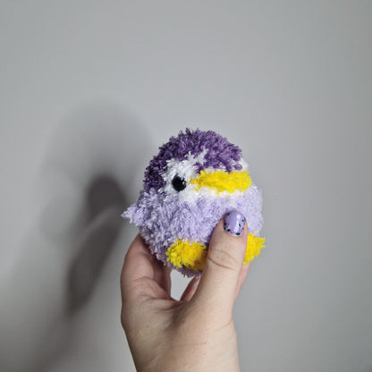 Purple penguin fluffy small crochet plushie