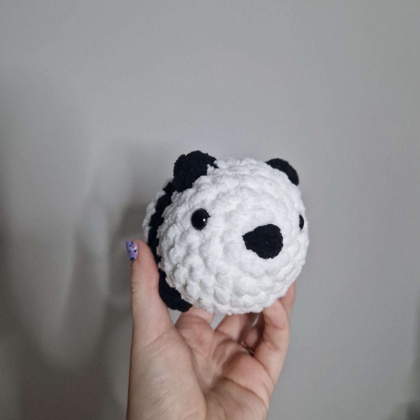 Black and white panda bear small crochet plushie