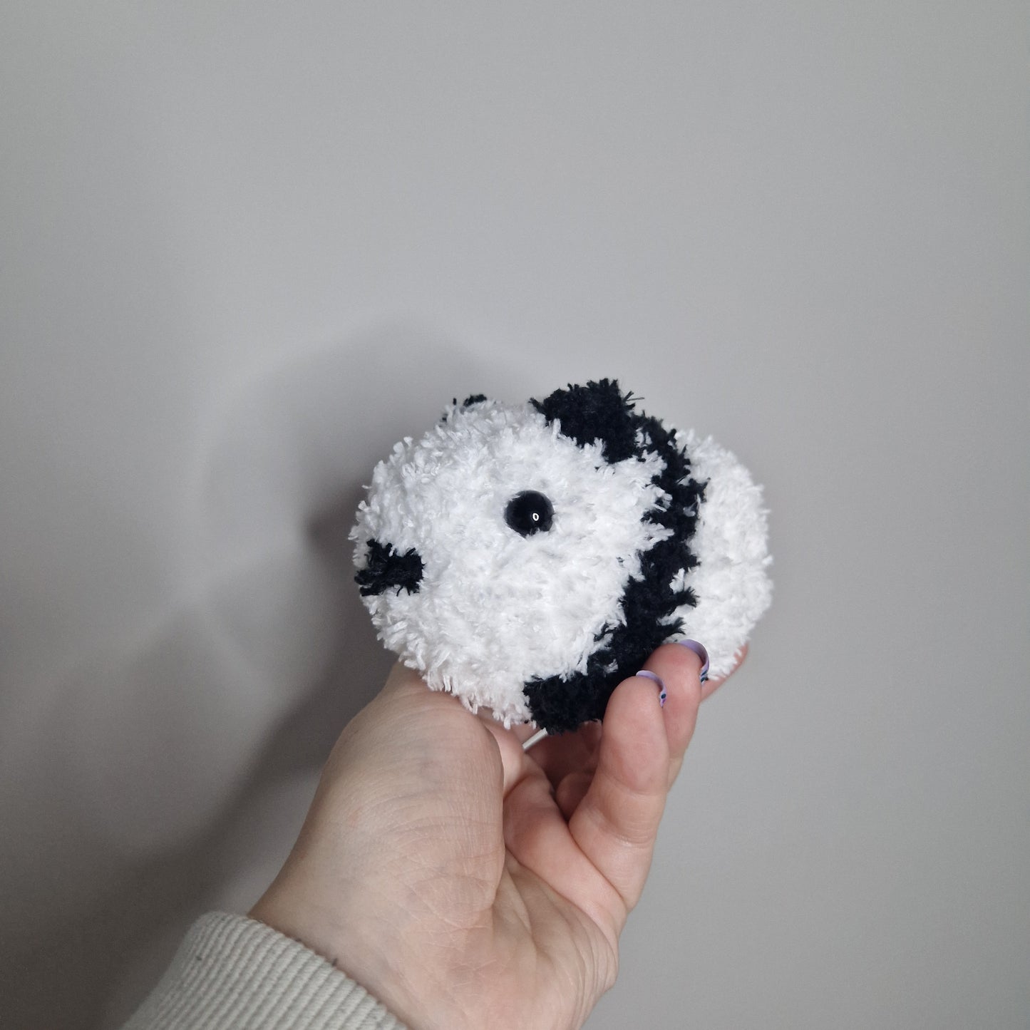 White panda fluffy small crochet plushie