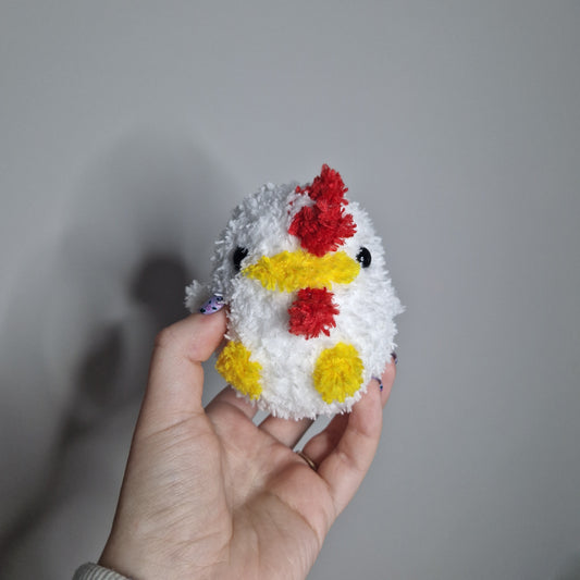 White chicken fluffy small crochet plushie