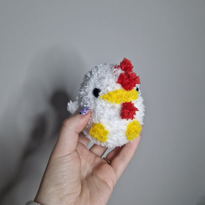 White chicken fluffy small crochet plushie