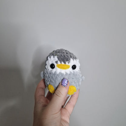 Grey penguin small crochet plushie