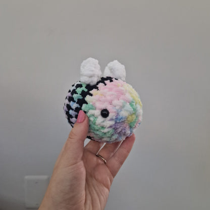 Pastel rainbow bumble bee crochet plushie