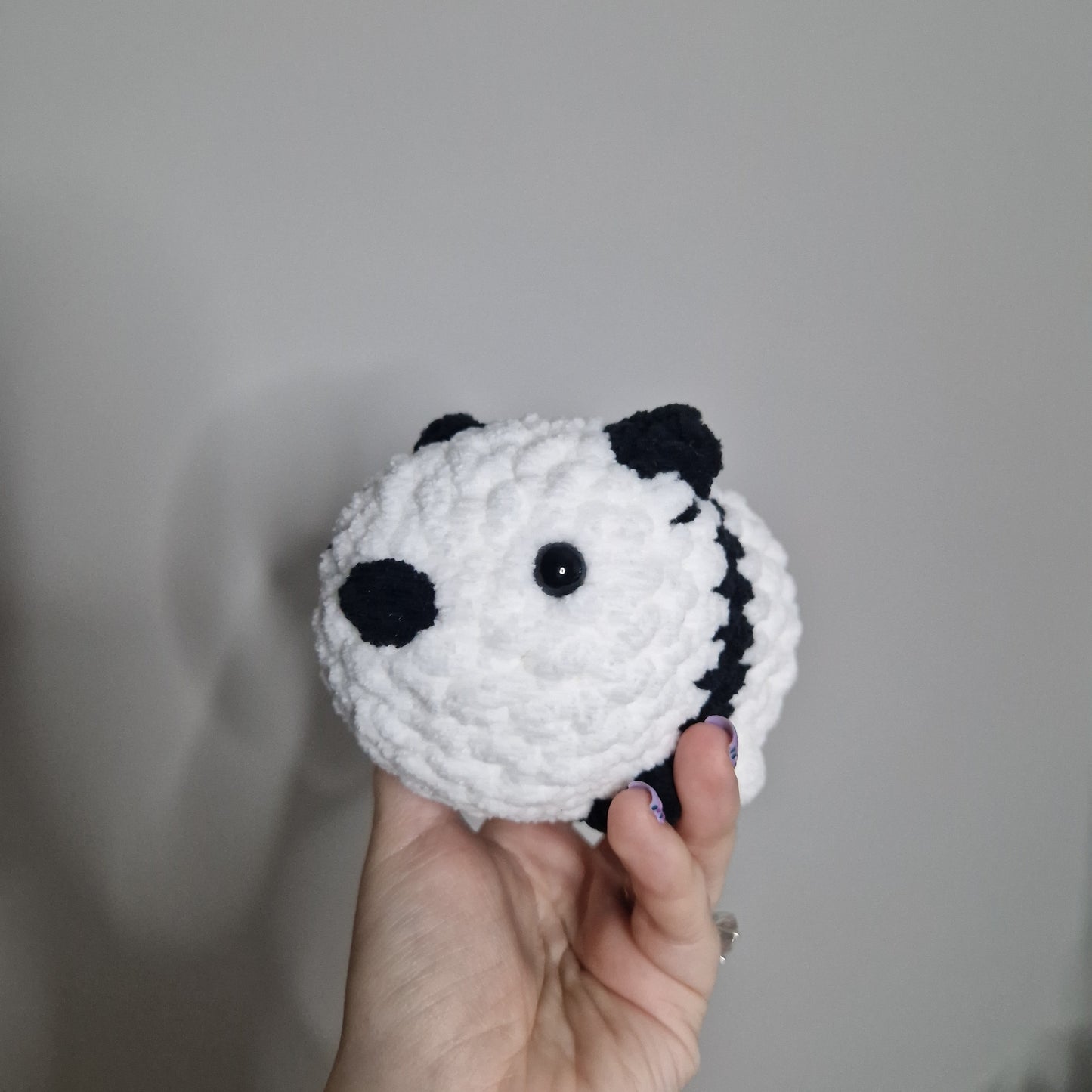 Black and white panda bear small crochet plushie