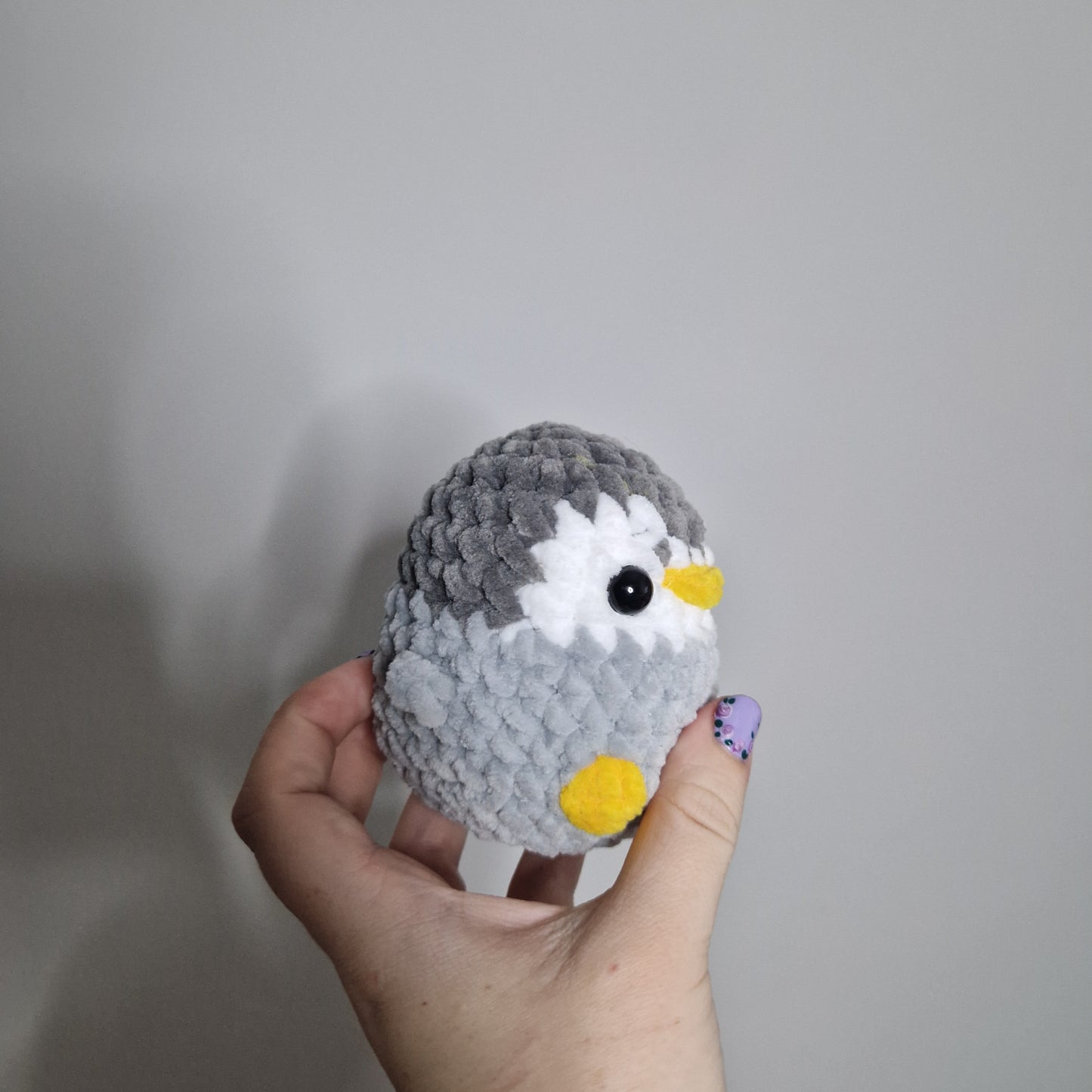 Grey penguin small crochet plushie
