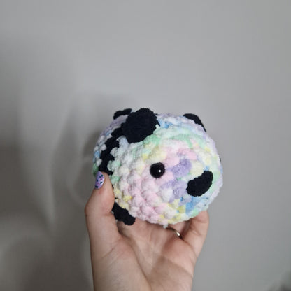 Pastel rainbow panda bear small crochet plushie