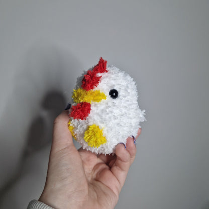 White chicken fluffy small crochet plushie