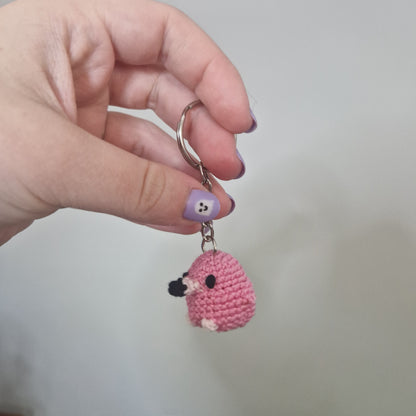 Pink Flakingo lace yarn micro crochet keyring