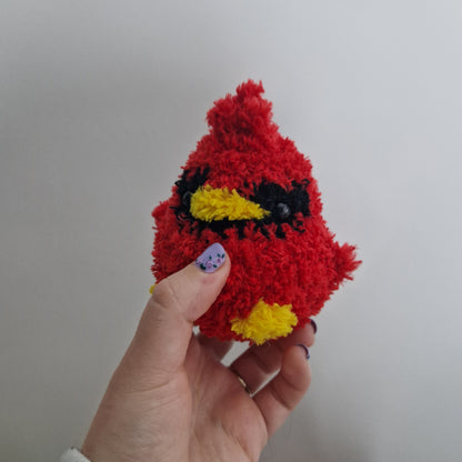 Red cardinal fluffy small crochet plushie