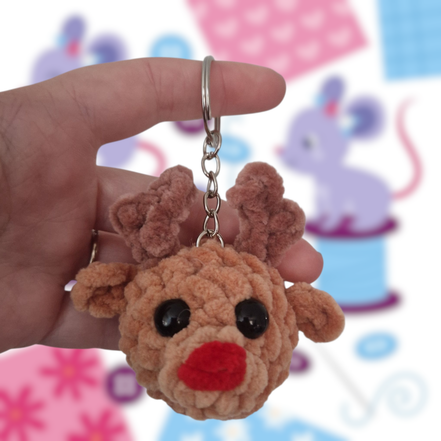 Reindeer crochet keyring