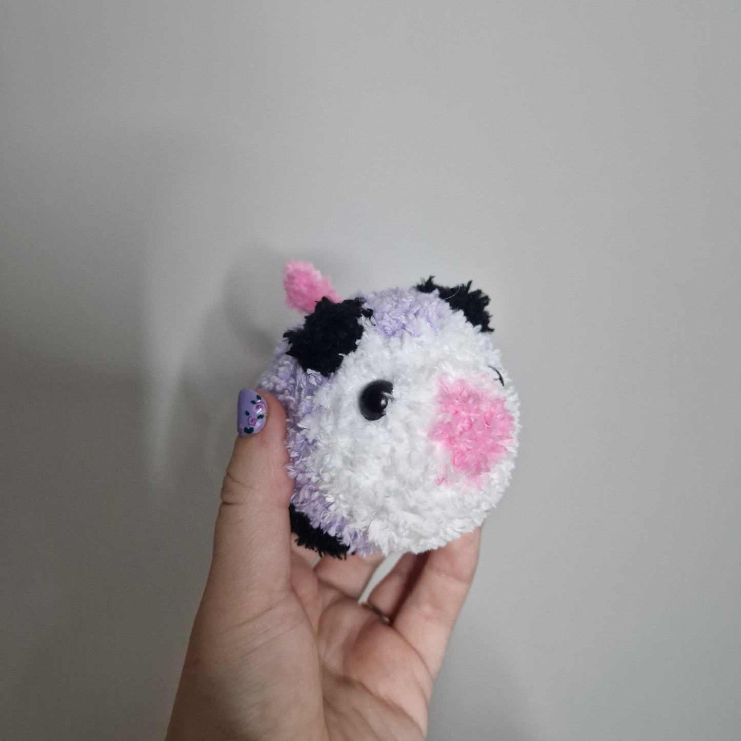 Lilac opossum fluffy small crochet plushie