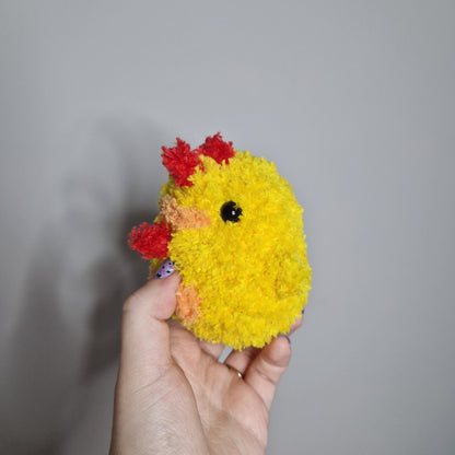 Yellow chicken fluffy small crochet plushie