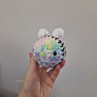 Pastel rainbow bumble bee crochet plushie