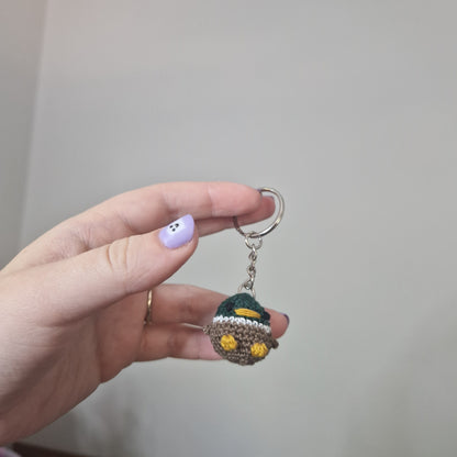 Dark green Mallard Duck lace yarn micro crochet keyring