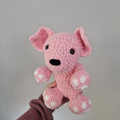Pink Golden Retriever crochet plushie