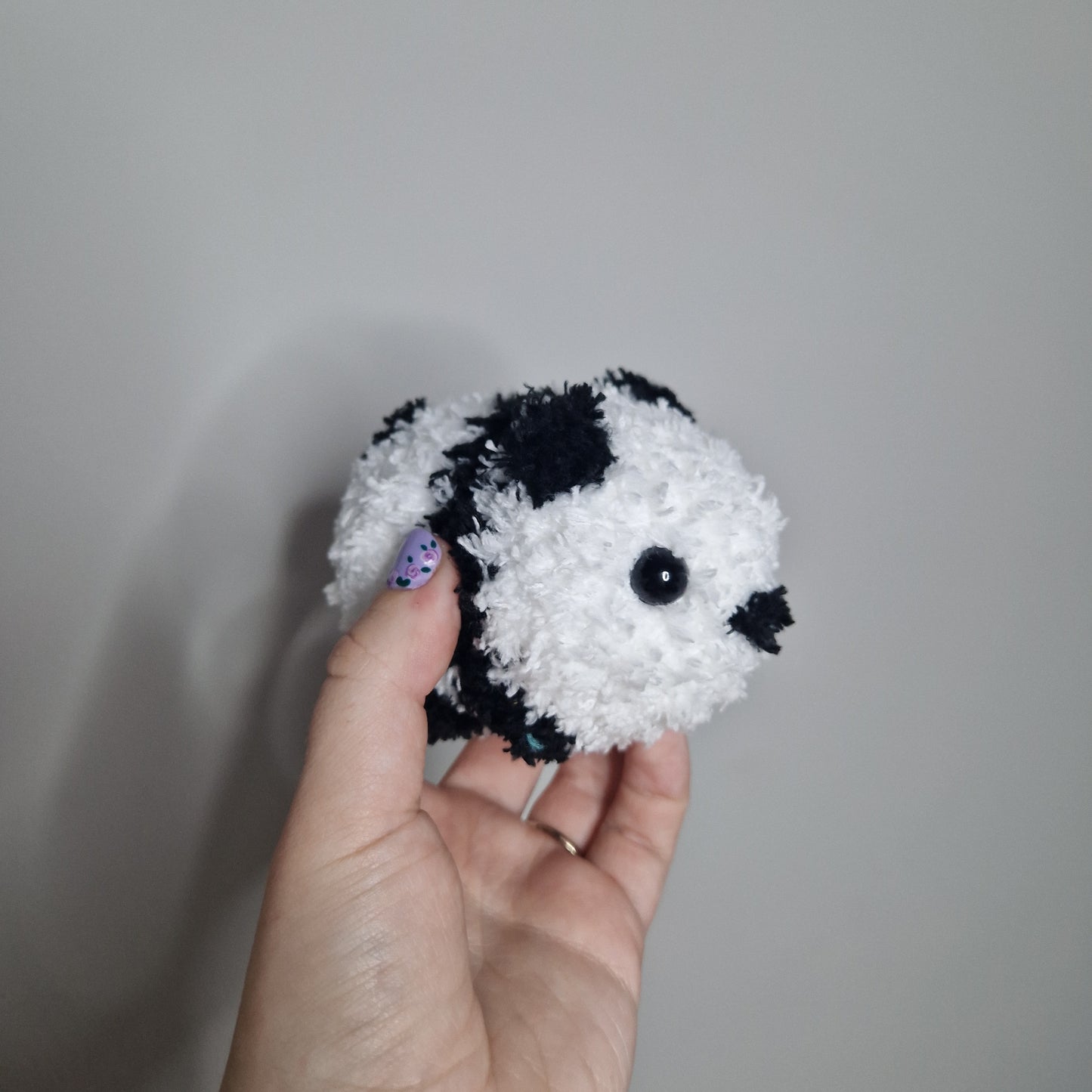White panda fluffy small crochet plushie