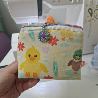 Duck mini triangle shaped pouch cosmetic bag zipper pull