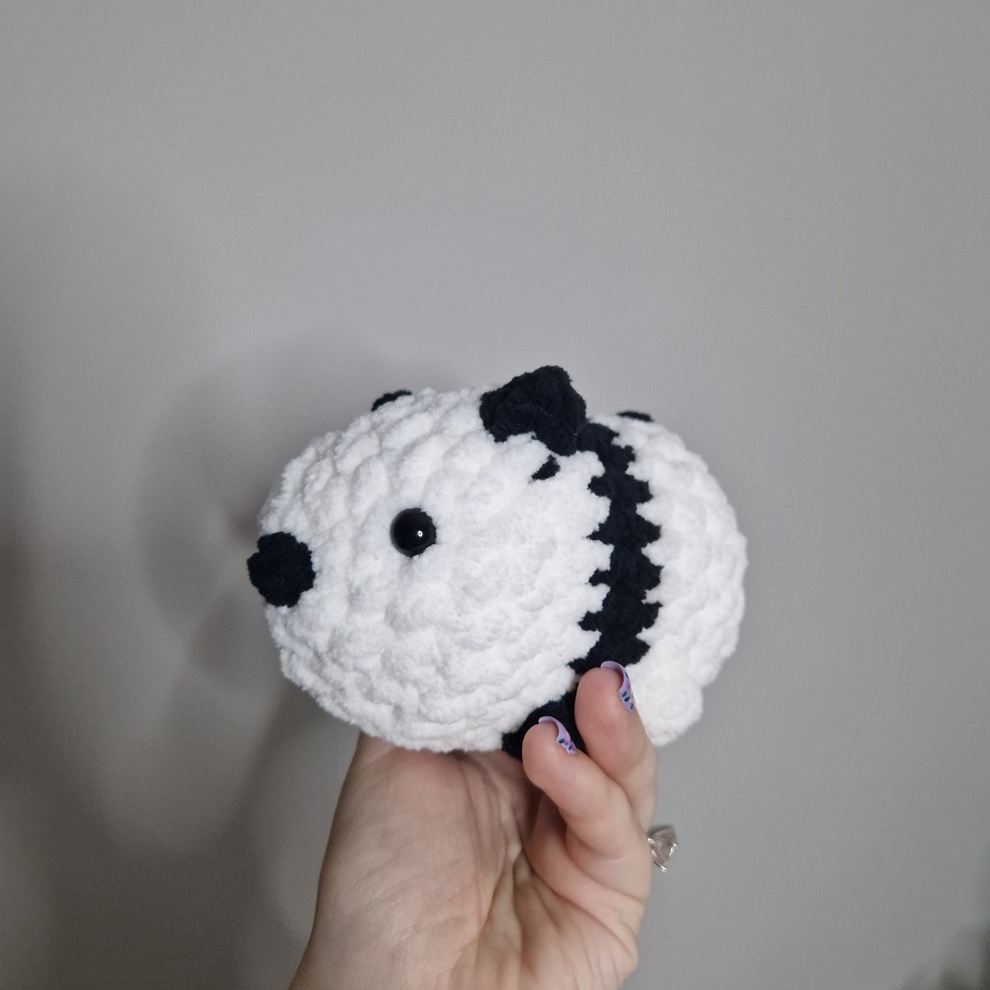 Black and white panda bear small crochet plushie