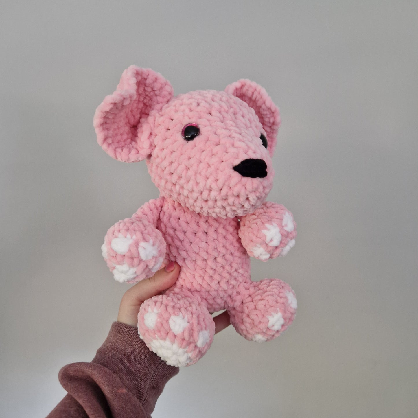 Pink Golden Retriever crochet plushie