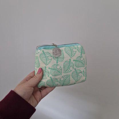Island Leaf mini triangle shaped pouch cosmetic bag with zipper pull