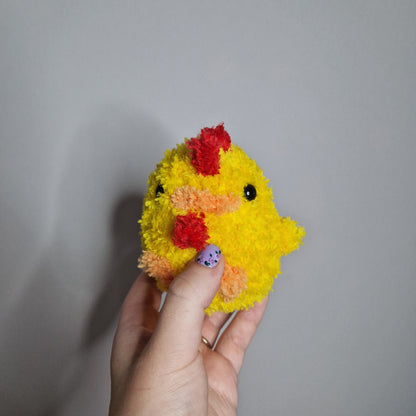 Yellow chicken fluffy small crochet plushie
