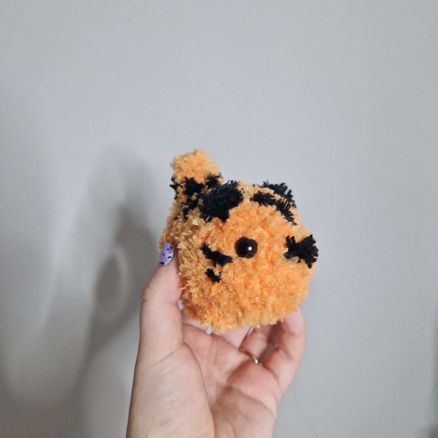 Orange tiger fluffy small crochet plushie